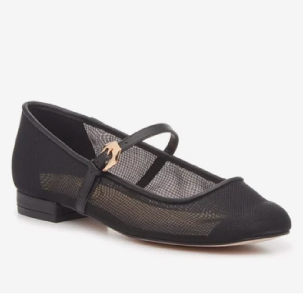 Jessica Jessica Simpson Bronwyn Mary Jane - Sheer Black Flat Shoe